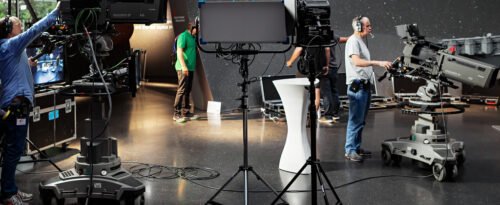 On 6 June 2018, the television crew from ZDF filmed a live show at the ESO Supernova Planetarium & Visitor Centre. The show was titled Die Nacht der Raumfahrt.  It was all about space travel and consisted of several talks and  interviews. In this image the television crew are filming parts of the show.